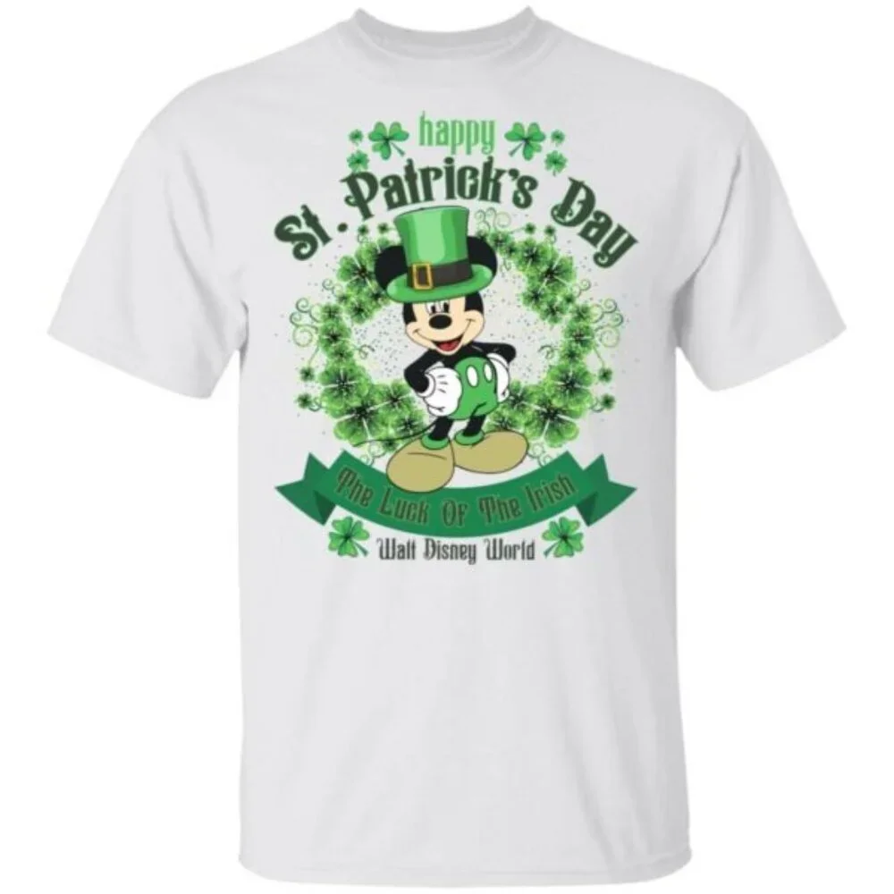 Mickey Mouse Luck Of The Irish St Patricks Day Graphic T-Shirt Holiday Fan Gift - Picture 1 of 5